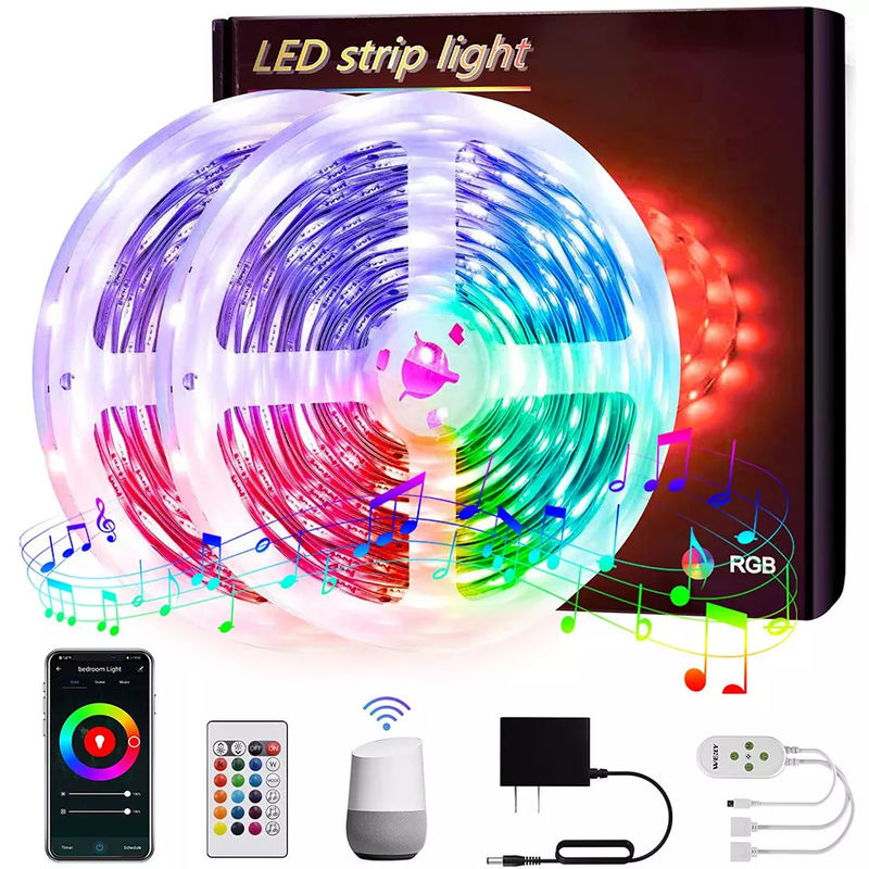 5M 12V 5050 অ্যাড্রেসযোগ্য RGB LED SMD মিউজিক রঙ পরিবর্তন রিমোট অ্যাপ কন্ট্রোল নমনীয় স্মার্ট