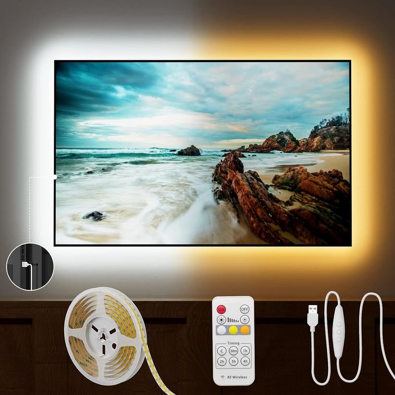 COB LED স্ট্রিপ লাইট CCT টিউনেবল 560LEDs CRI90 2m ডিমমেবল 2700K-6500K 24V LED টেপ লাইট কিট