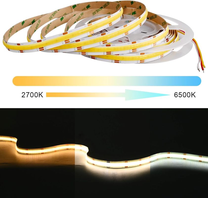 560LEDs COB LED Strip 90 CRI CCT নমনীয় COB 3M অ্যাডাপ্টার এবং মিনি আরএফ কন্ট্রোলারের সাথে