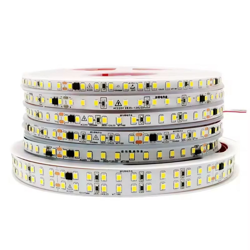 120LEDs/m ইনডোর জন্য নমনীয় LED স্ট্রিপ ড্রাইভার প্রয়োজন নেই CRI80 2835 SMD 8mm PCB দৈর্ঘ্য 5M/10M
