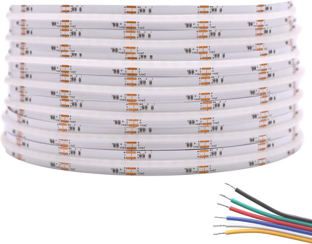 নমনীয় 21W / এম ডিমমেবল COB LED টেপ স্ট্রিপ লাইট RGBCCT 5M রোল 35.71mm কাটিং