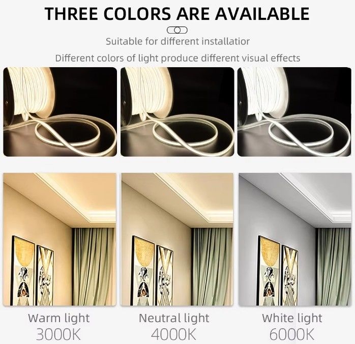 288LED উচ্চ ভোল্টেজ 110V 220V নমনীয় COB নেতৃত্বাধীন স্ট্রিপ আলো 2700K 3000K 4000K 6000K