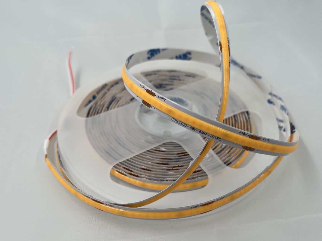 48V COB 320leds/M 90CRI ডিমমেবল 100lm/W 11W/M নমনীয় COB LED স্ট্রিপ লাইট ইনডোর সজ্জা জন্য