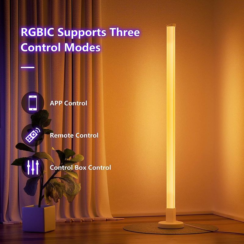 RGB রঙিন রিমোট কন্ট্রোল এলইডি ফ্লোর ল্যাম্প বেডরুমের জন্য আলংকারিক পরিবেষ্টিত আলো 1.5m