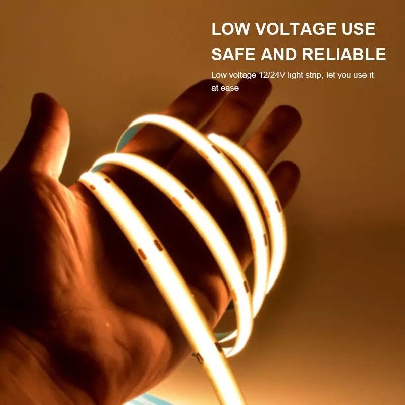12V 24V ওয়াটারপ্রুফ আইপি 65 আইপি 67 আইপি 68 সিআরআই 90 ডিমমেবল 5 এম নমনীয় সিওবি এলইডি স্ট্রিপ ইনডোর আউটডোরের জন্য