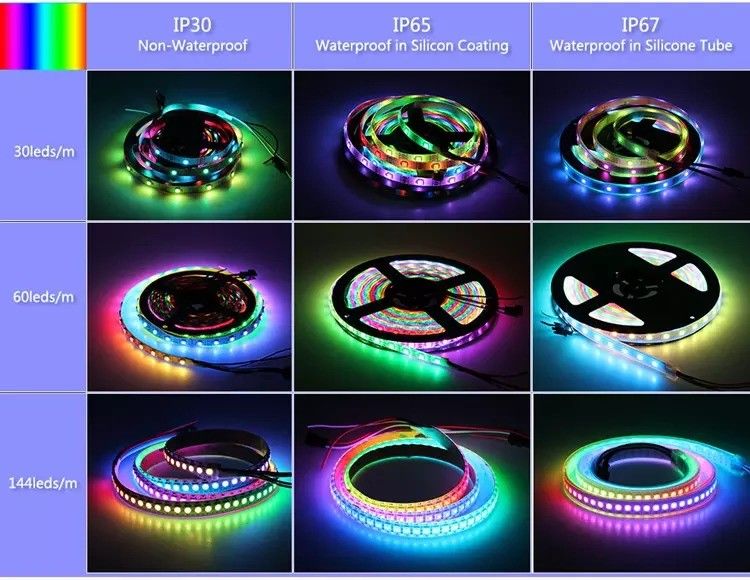 হংকটপ 5m/roll 3- SK6812 RGB RGBW RGBWW RGBNW RGBCW LED স্ট্রিপ লাইট ফর্মেবলের জন্য