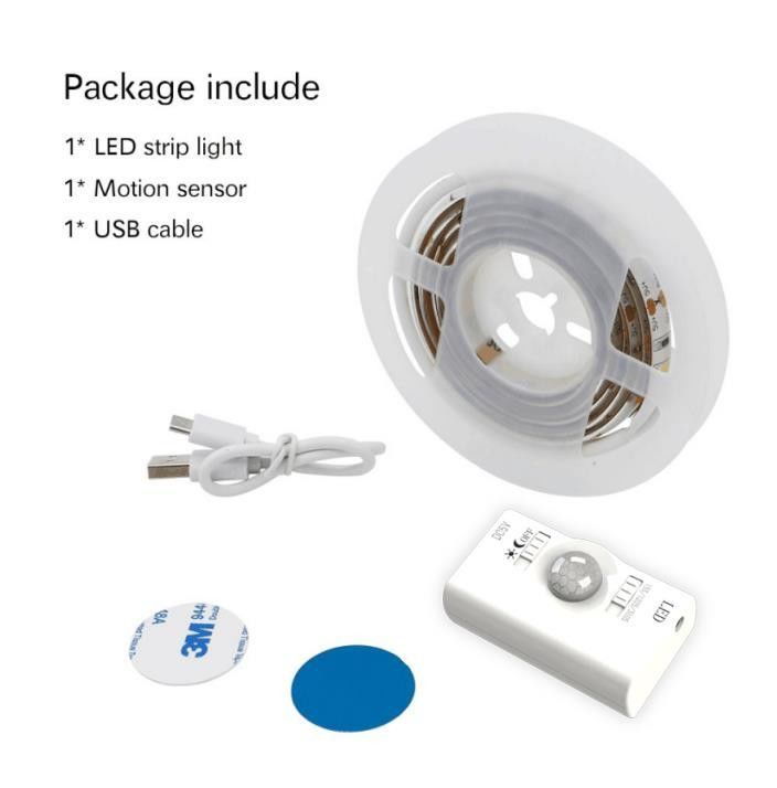 SMD2835 LED স্ট্রিপ লাইট মোশন সেন্সর সহ 1m দৈর্ঘ্য ইউএসবি রিচার্জযোগ্য দিন এবং রাতের মোড