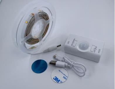 SMD2835 LED স্ট্রিপ লাইট মোশন সেন্সর সহ 1m দৈর্ঘ্য ইউএসবি রিচার্জযোগ্য দিন এবং রাতের মোড