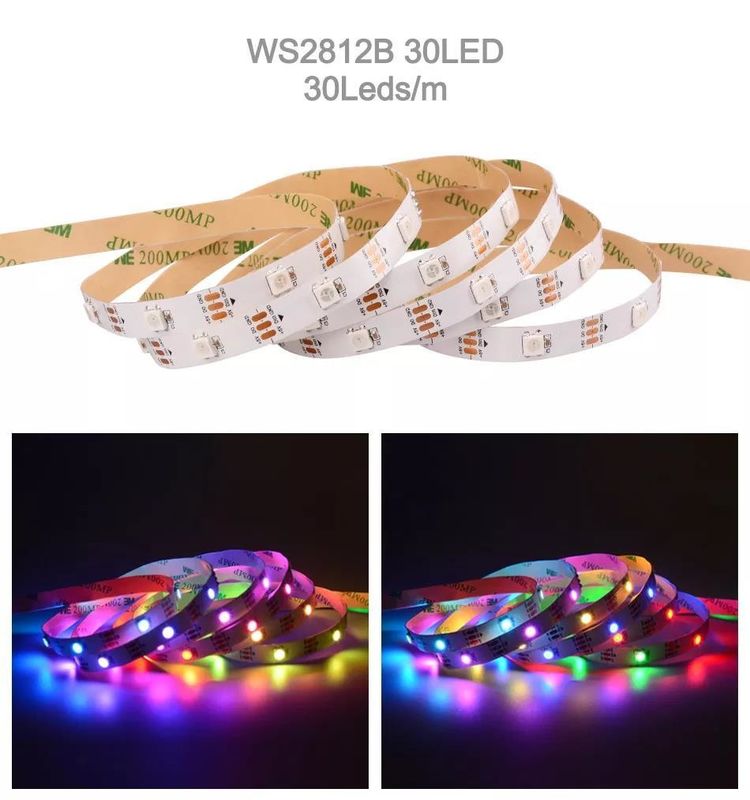 জলরোধী 12V ws2812 ws2811 LED স্ট্রিপ 60LEDs জন্য ম্যাজিক রঙ RGB সজ্জা CRI Ra 80