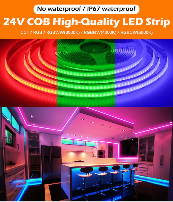 LED টেপ 5m/লট Smd 320 384 840leds/m জলরোধী নমনীয় কোব LED স্ট্রিপ Dc 24v Ra90 RGBCCT 3000k 4000k 6000k