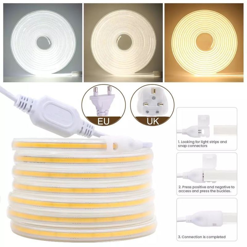 280LEDs / মিটার 12v 24v 220v Rgbw Cob হালকা স্ট্রিপ Cob Led স্ট্রিপ দৈর্ঘ্য 50Meters / রোল