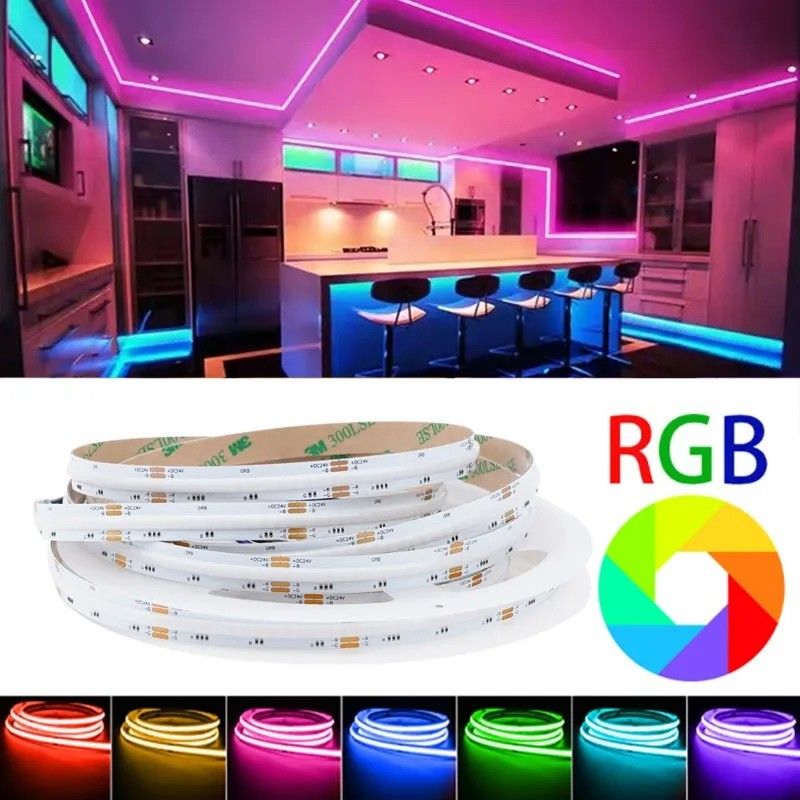 ল্যাম্প আলোকসজ্জা ফ্লাক্স lm 1000 24V 576leds / মিটার RGB COB LED নরম হালকা স্ট্রিপ সরাসরি ভাল