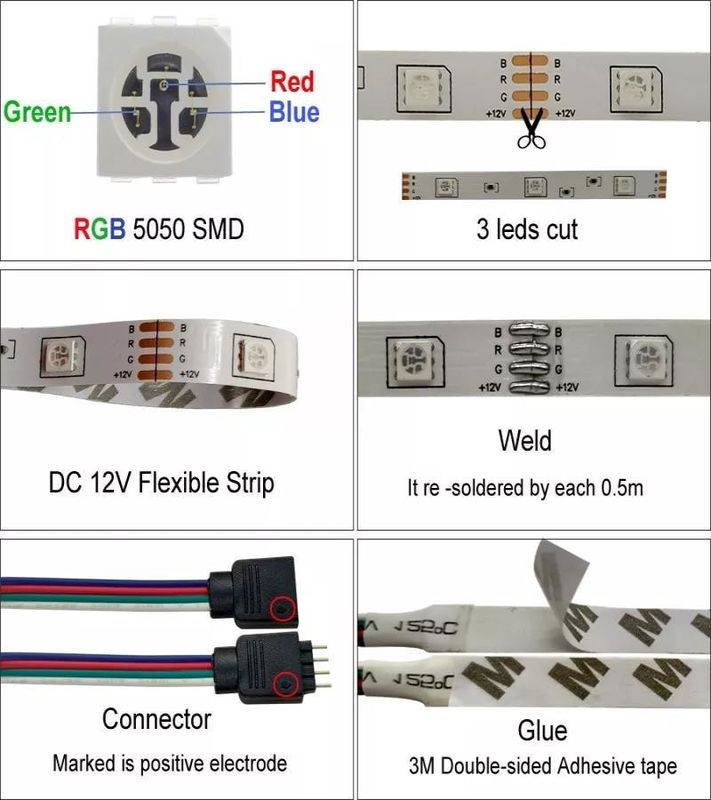 12V 5V 2835 5050 আরজিবি ওয়াইফাই টুয়া স্মার্ট এলইডি লাইট স্ট্রিপস স্মার্ট হোম ডেকোরেশনের জন্য সঙ্গীত সিঙ্ক