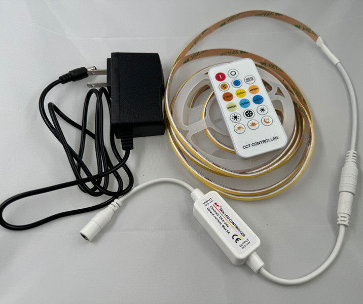 ডিমপ্রুফ সিওবি এলইডি স্ট্রিপ CRI90 300LEDs/m 10m/roll with 3M Tape and No Voltage-drop DC12V