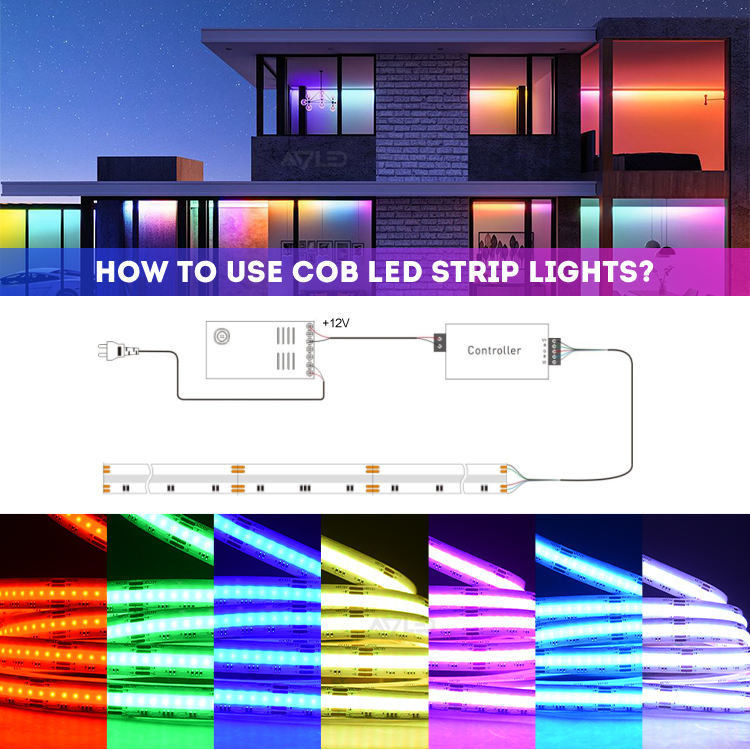 8mm 576leds RGB COB LED স্ট্রিপ উচ্চ ঘনত্ব 12v 24V IP20 স্মার্ট স্ট্রিপ আলো জন্য