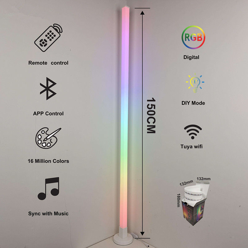 1800lm LED রঙ পরিবর্তন পরিবেষ্টিত কোণার আলো RGB রঙিন রিমোট কন্ট্রোল মেঝে ল্যাম্প