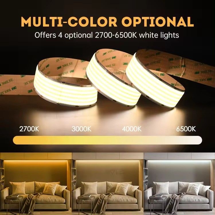 24v 30mm নমনীয় COB LED স্ট্রিপ লাইট সুপার প্রশস্ত 5 সারি 1600LEDs এবং CRI Ra 90