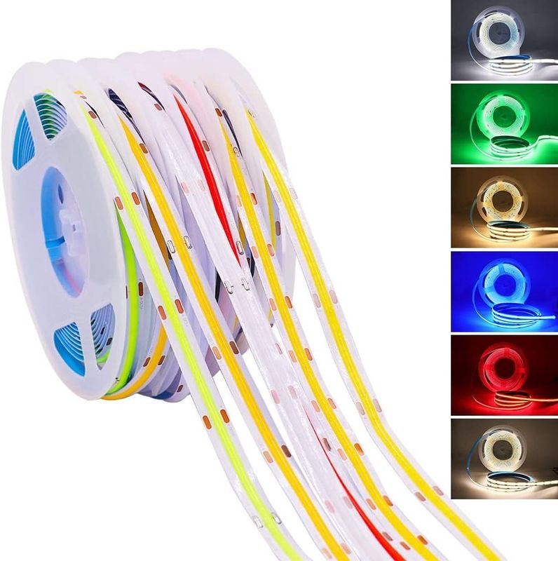 320LEDs/m 90Ra 5mm প্রস্থ 12V 24V নমনীয় COB LED স্ট্রিপ লাইট 2700K 3000K 4000K 6000K