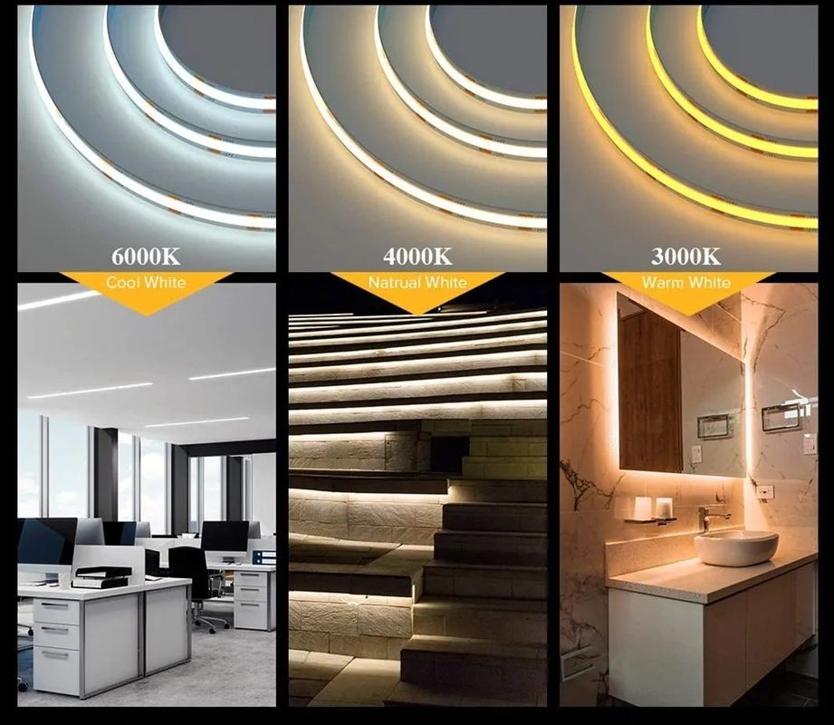 50000 ঘন্টা কাজের সময় ডিজাইন 24V COB LED স্ট্রিপ 480 চিপ এবং কোন ভোল্টেজ ড্রপ সঙ্গে