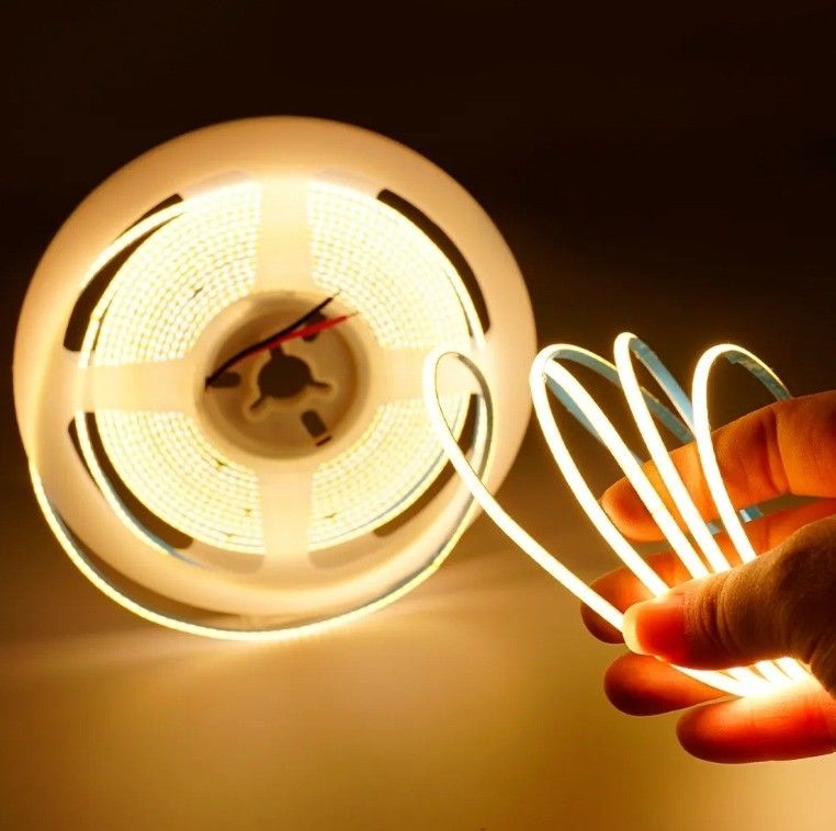 80lm/w 400leds/m অতি পাতলা 5V 12V 24V IP20 হোয়াইট COB LED লাইট স্ট্রিপ 3mm 5mm প্রস্থ হোয়াইট ব্লু রেড গ্রিন FCOB LED স্ট্রিপ