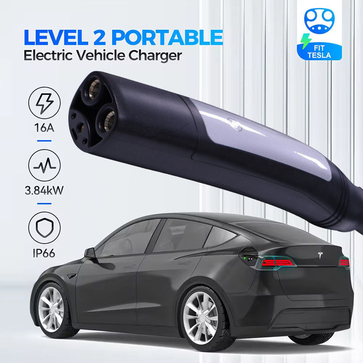 3.7KW টাইপ 2 ইভি চার্জার এলসিডি সূচক আলো এবং 4.5M ক্যাবল সহ