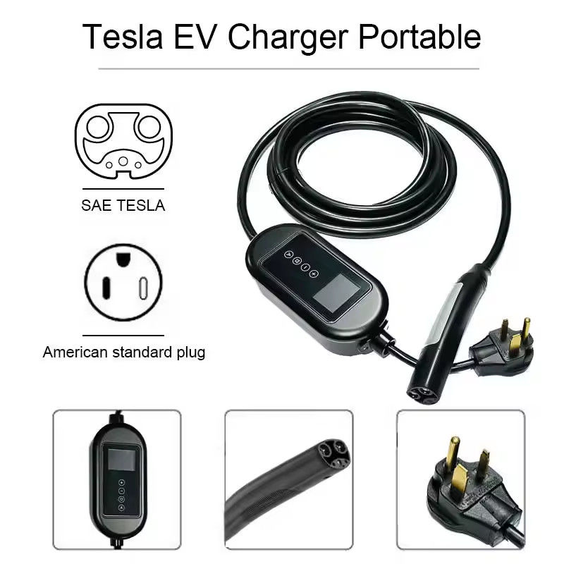3.7KW টাইপ 2 ইভি চার্জার এলসিডি সূচক আলো এবং 4.5M ক্যাবল সহ